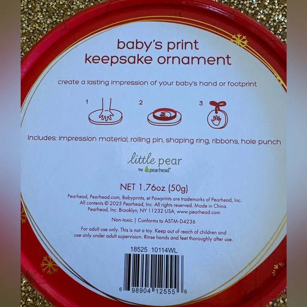 Pearhead NWT in Box Baby's Print Keepsake Ornament . No mixing/no baking/no mess